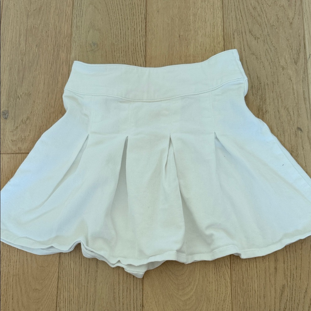 White Pleated denim Skirt